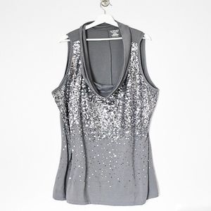 Lane Bryant Grey Ombré Sequin Cowl Neck Tank 26/28
